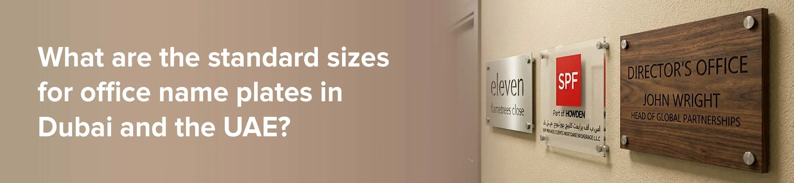 What are the Standard Sizes for Office Name Plates in Dubai and the UAE?