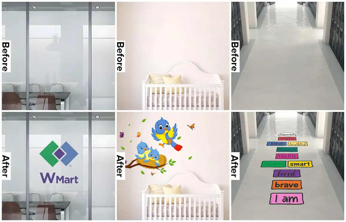 before after frosted sticker banner Printing Dubai