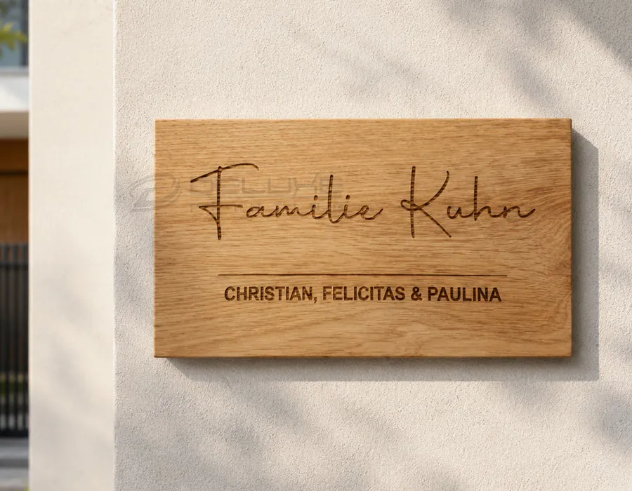 Wooden Plate with Laser Engraved Letters Dubai